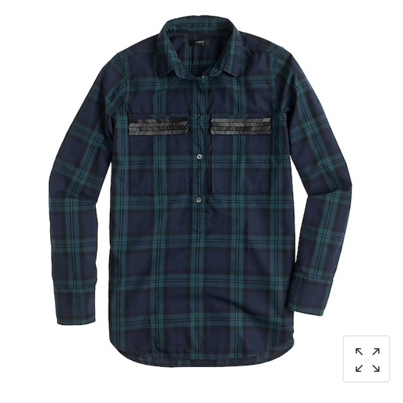 J. Crew Beaded Chevron Popover In Plaid - Picture 2 of 16